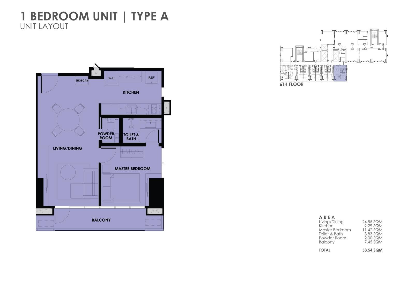 1-Bedroom Unit - 1 BR-A Blueprint