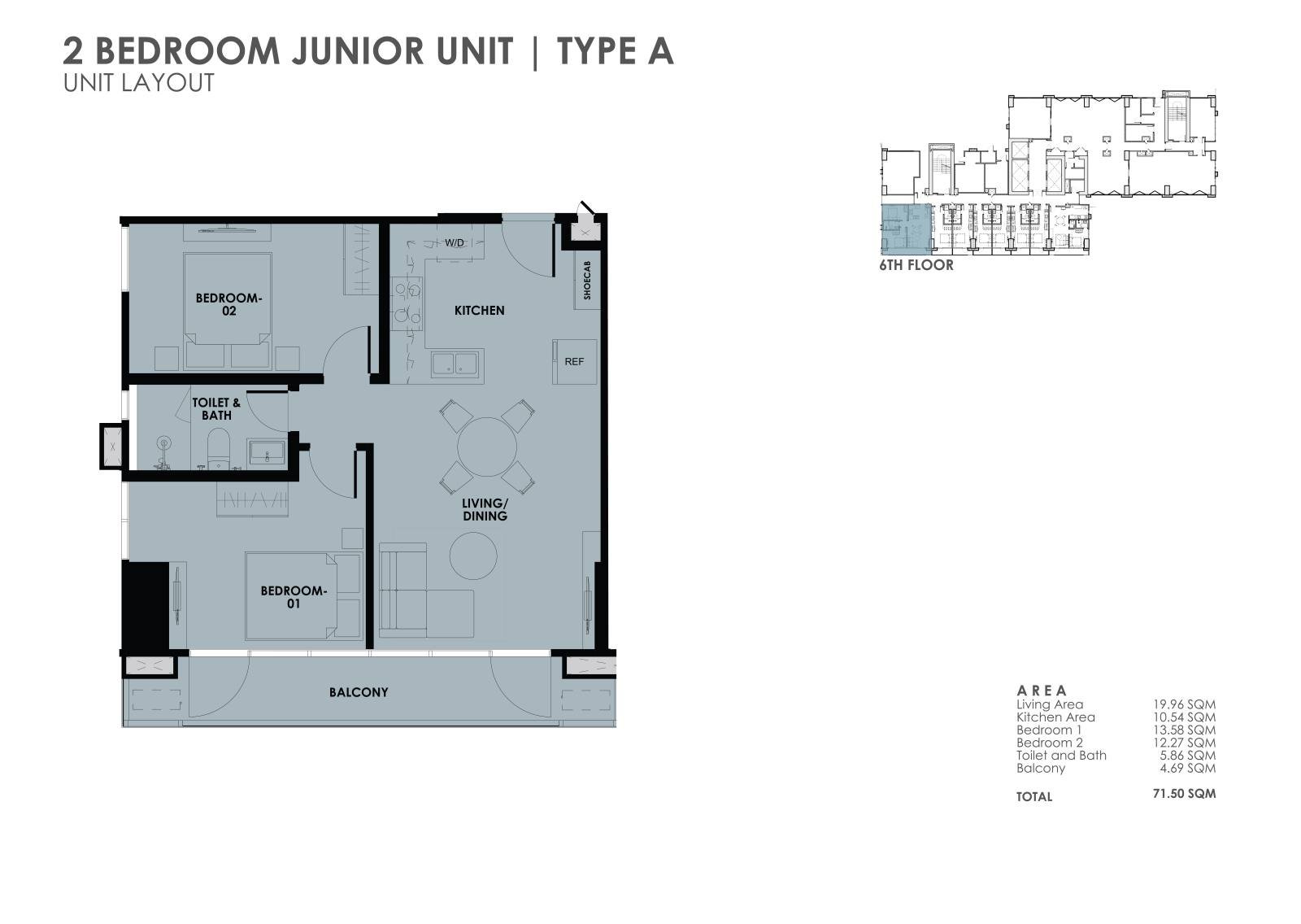 2-Bedroom Unit - 2 BR JR-A Blueprint