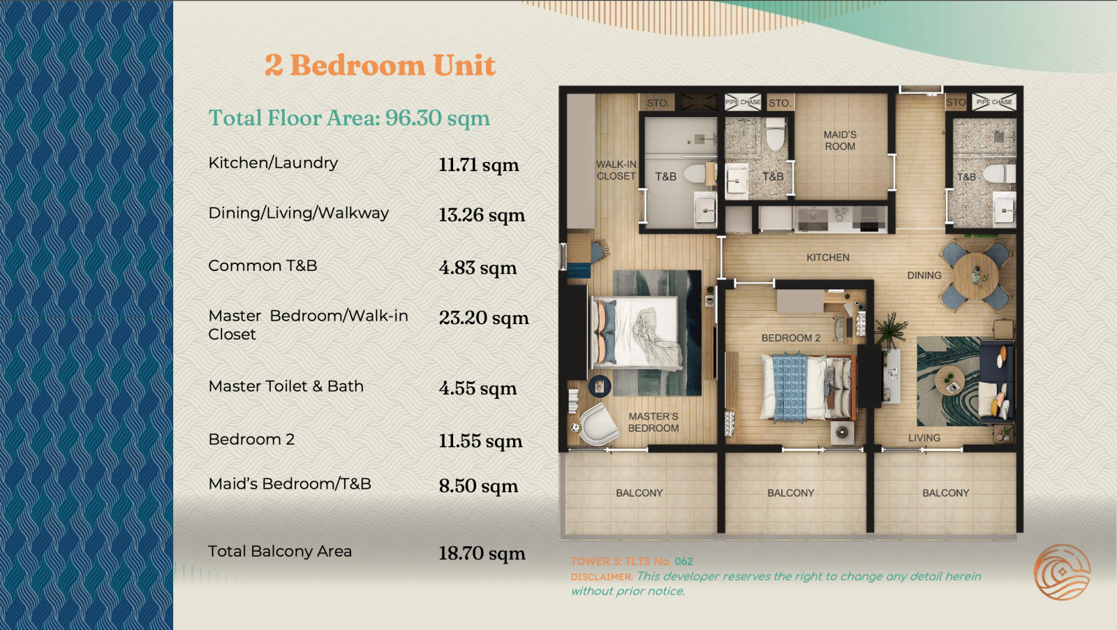 2 Bedroom Unit Layout - 2BR Typical Layout Blueprint