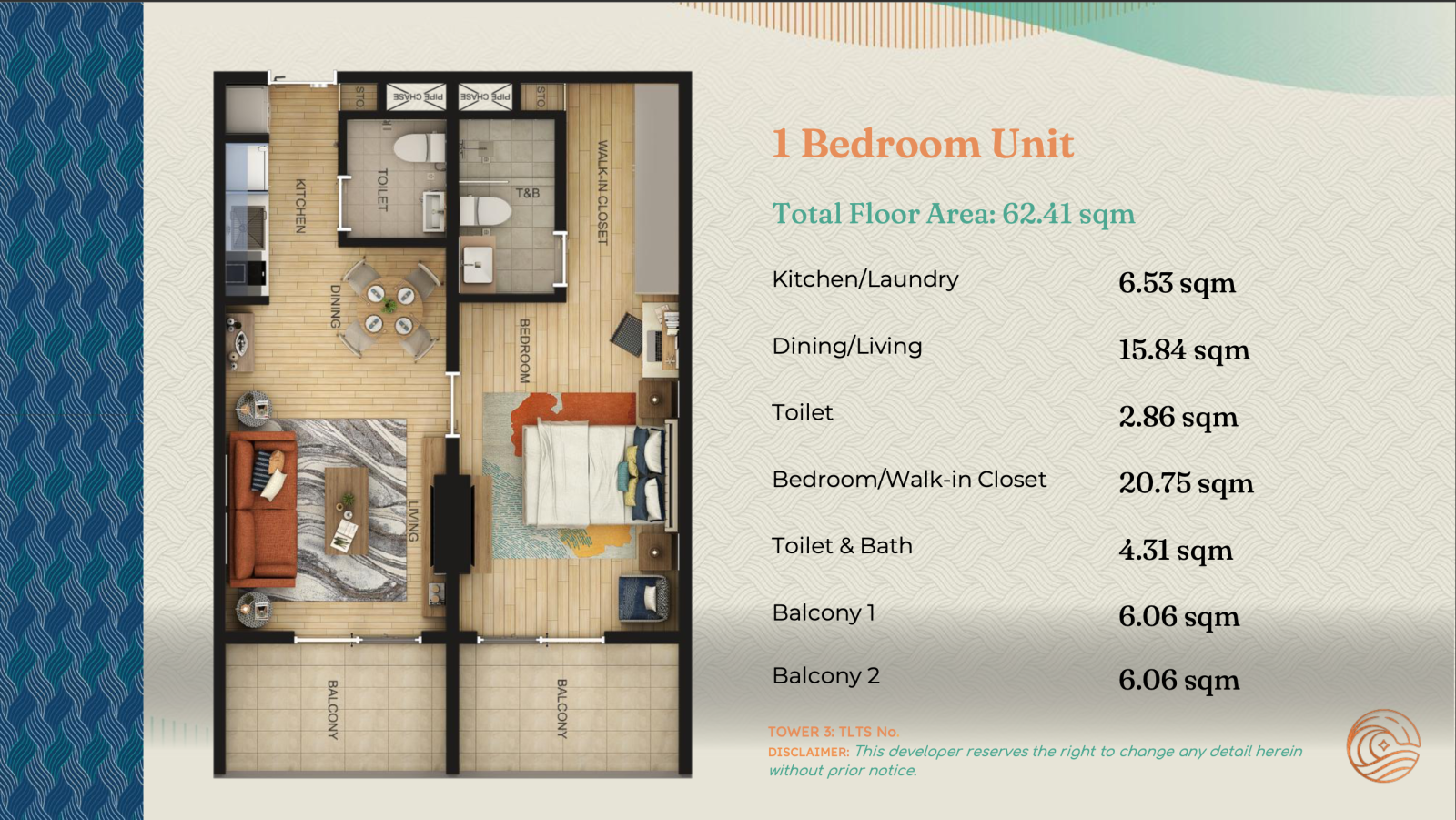 1 Bedroom Unit Layout - 1BR Typical Layout Blueprint